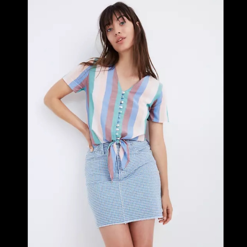 Madewell - Tie-Front Button Top In Stripe - image 2